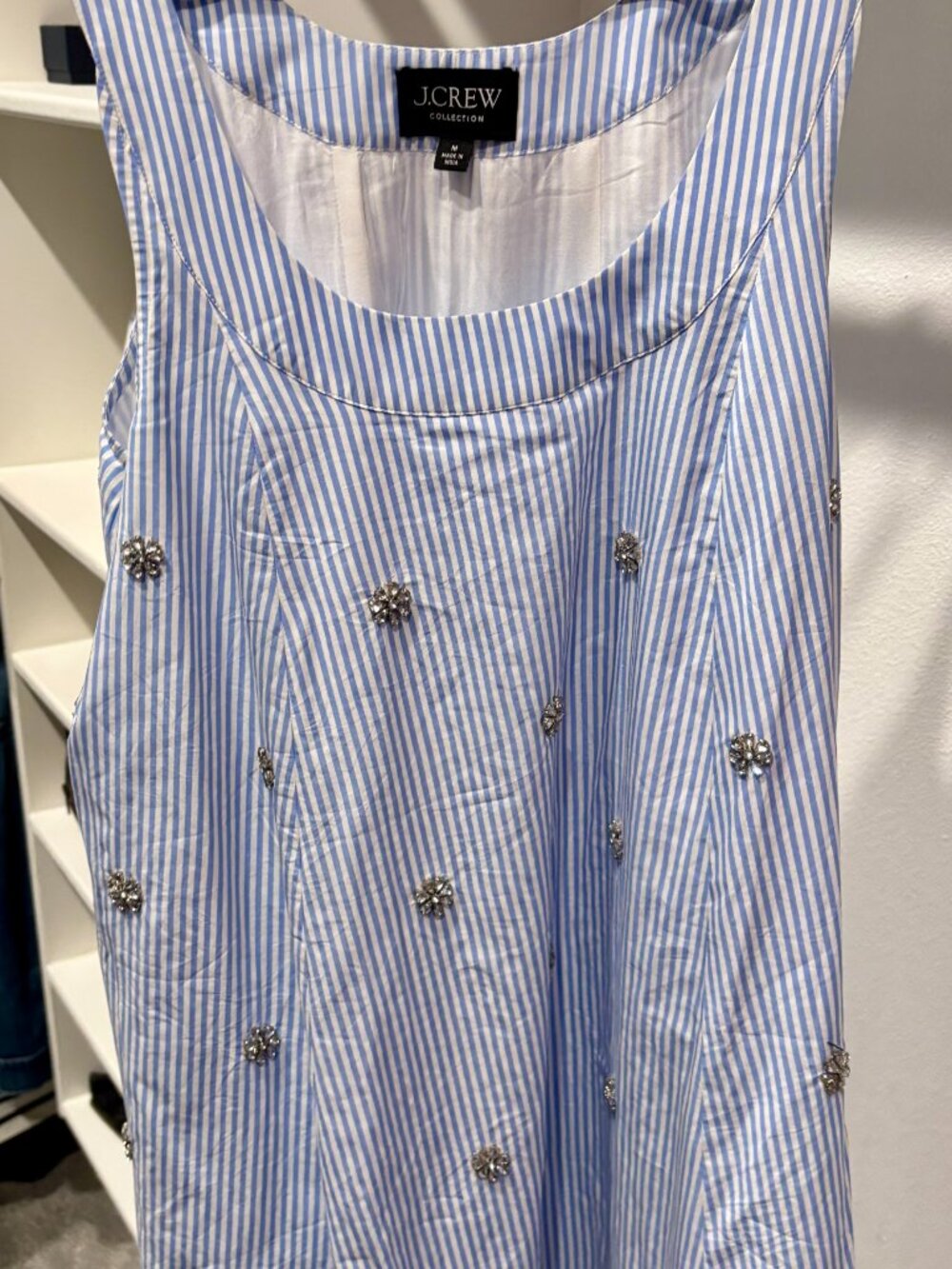 JCrew Collection embellished shift dress in cotton poplin